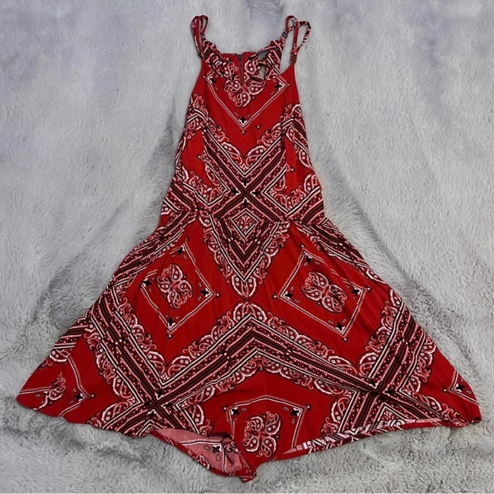 Xhiliration Red Bandana Style Romper